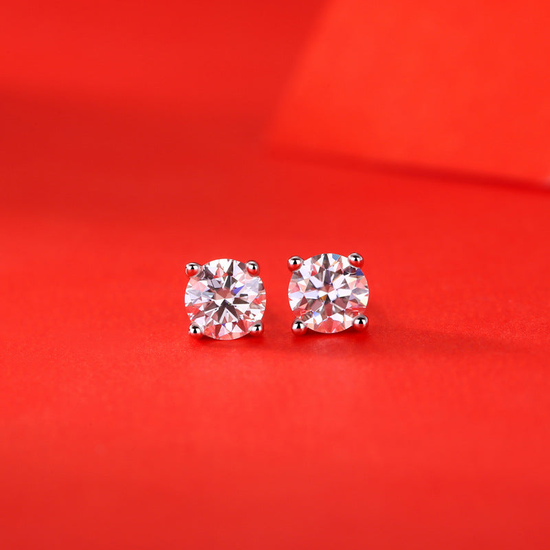 Méz Hónap Négy Karmú Moissanite CZ 925 Sterling Ezüst Fülbevalók