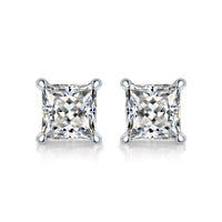 Simple Geometry Moissanite CZ Baguette 925 Sterling Silver Stud Earrings