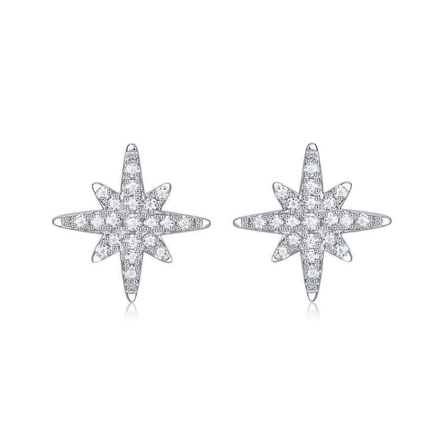 Girl  Shining Moissanite CZ Meteor Star 925 Sterling Silver Stud Earrings