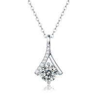 Party Moissanite CZ V Letter 925 Sterling Silver Necklace