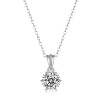 Promise Moissanite CZ Snowflake Rolo Chain 925 Sterling Silver Necklace