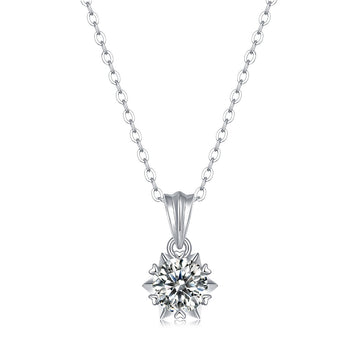 Promise Moissanite CZ Snowflake Rolo Chain 925 Sterling Silver Necklace