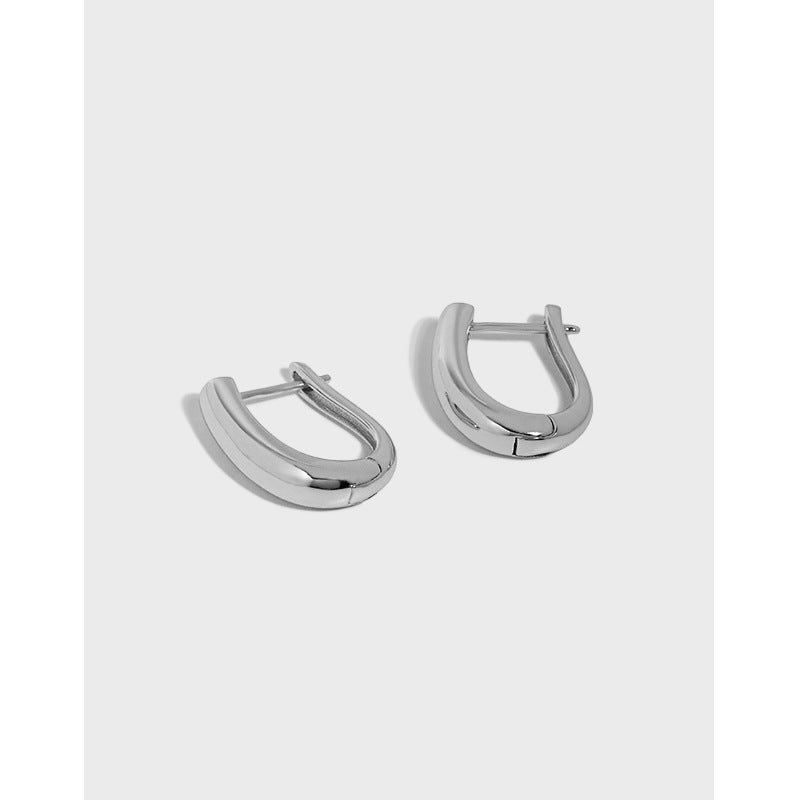 Geometry U Shape Fashion 925 Sterling Silver Hoop Earrings