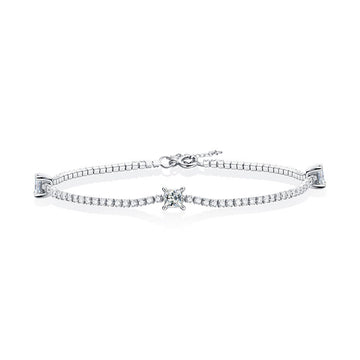 Party Square Moissanite CZ Chain 925 Sterling Silver Bracelet