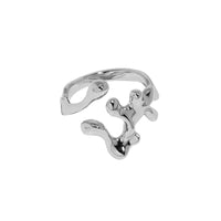 Minimalist New Irregular Flowing Lava 925 Sterling Silver Adjustable Ring