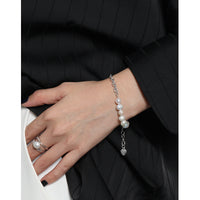 Asymmetry Natural Pearls Curb Chain 925 Sterling Silver Bracelet