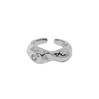 Bridesmaid Round CZ Irregular Peanut 925 Sterling Silver Adjustable Ring