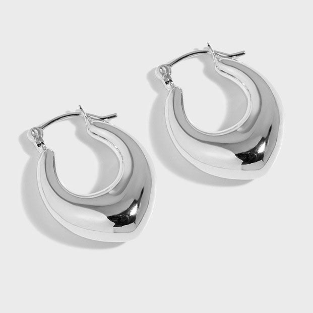 Office Letter U Shape 925 Sterling Silver Hoop Earrings