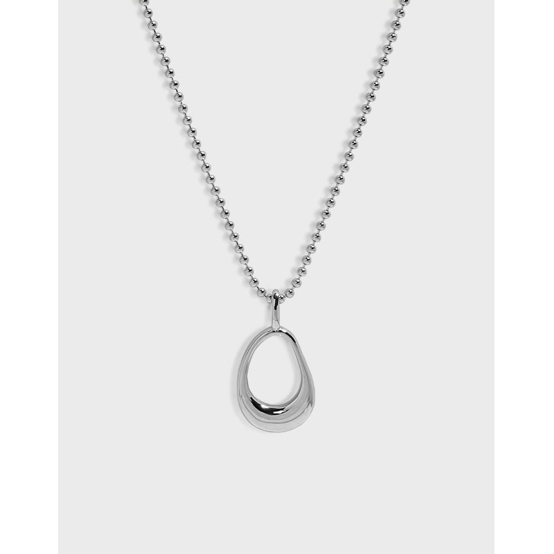 Simple Hollow Ellipse Beads 925 Sterling Silver Necklace