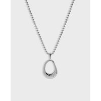 Simple Hollow Ellipse Beads 925 Sterling Silver Necklace