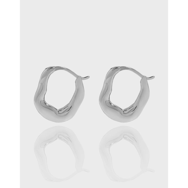 Ajándék Irregular Letter U Shape 925 Sterling Silver Hoop Fülbevalók