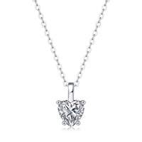 Casual Moissanite CZ Heart Dangle 925 Sterling Silver Necklace