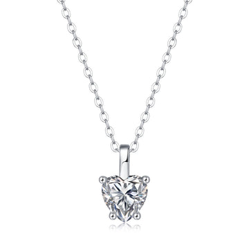 Casual Moissanite CZ Heart Dangle 925 Sterling Silver Necklace