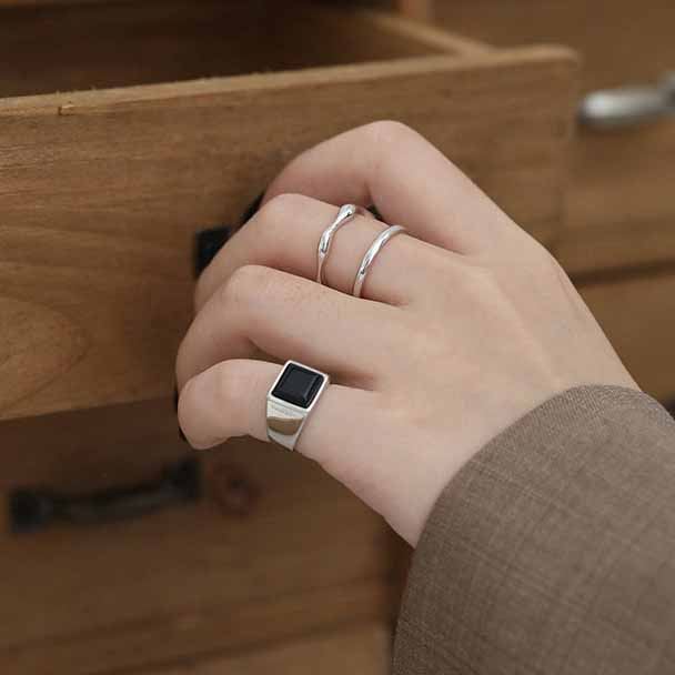 Irregular Doule Layer 925 Sterling Silver Adjustable Ring