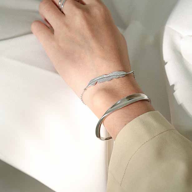 Irregular Twisted 925 Sterling Silver Open Bangle