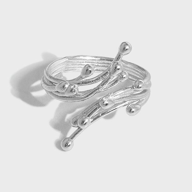 Holiday Irregular Water 925 Sterling Silver Adjustable Ring