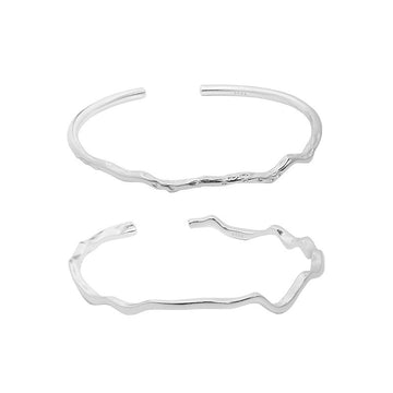 Simple Minimalism Irregular 925 Sterling Silver Open Bangle