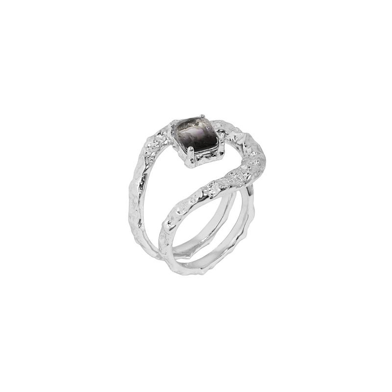 Party Created Tourmaline Double Layer 925 Sterling Silver Adjustable Ring