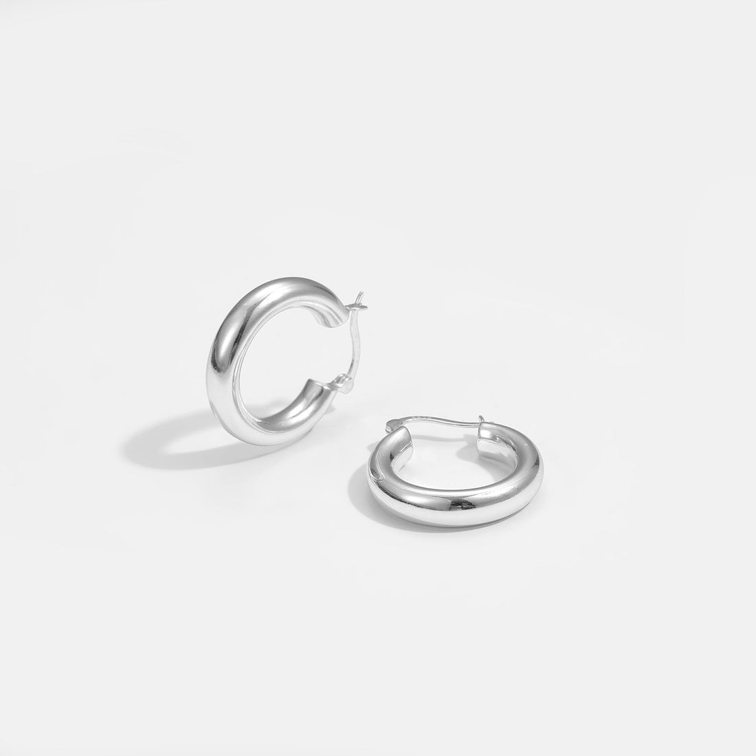 Simple New Tube Circle 925 Sterling Silver Huggie Hoop Earrings