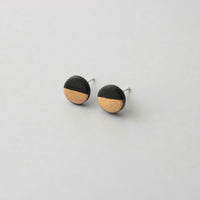 Golden Minimal black porcelain earring - small size