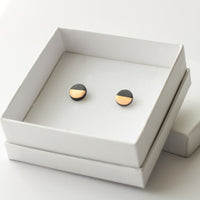 Golden Minimal black porcelain earring - small size