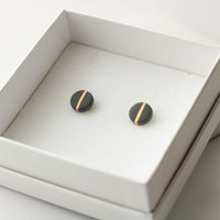 Golden Minimal black porcelain earring - small size