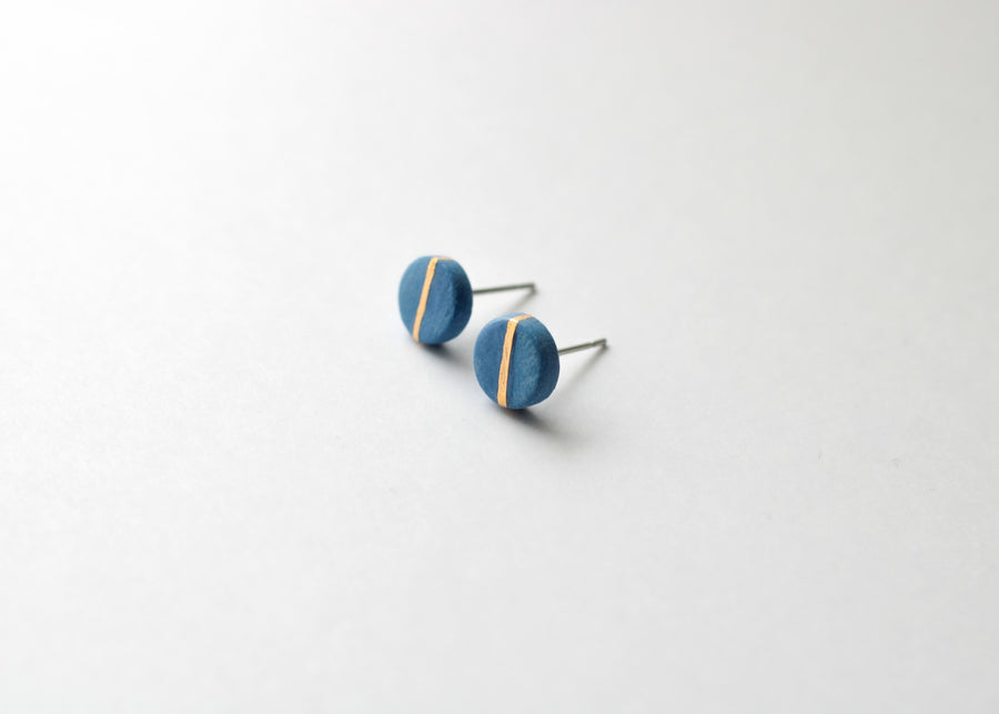 Golden Minimal blue porcelain earring - mini