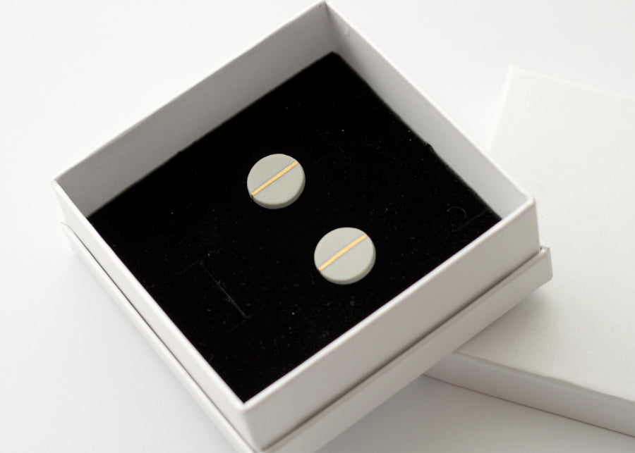 Golden Minimal white porcelain earring - medium size