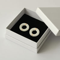 Golden Minimal white porcelain earring - large size with hole