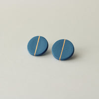 Golden Minimal blue porcelain earring - large size