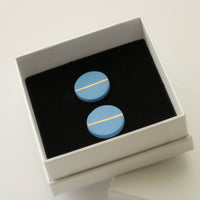 Golden Minimal blue porcelain earring - large size