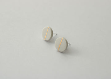 Golden Minimal white porcelain earring - medium size