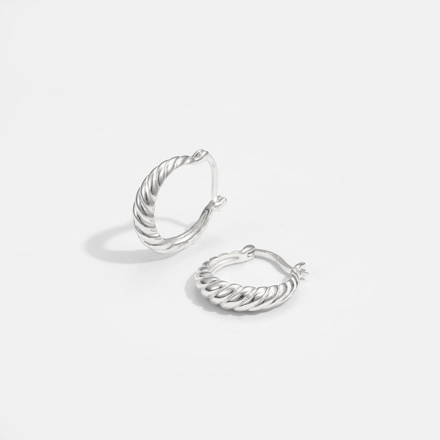 Elegant Twisted 925 Sterling Silver Hoop Earrings